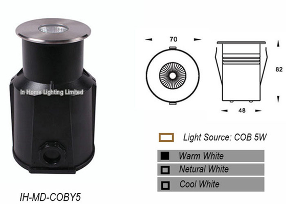 luz subterráneo de fundición a presión a troquel del aluminio LED de la MAZORCA 1*5W, iluminación cuadrada ahuecada del parque