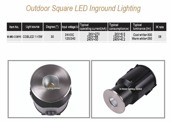 luz subterráneo de fundición a presión a troquel del aluminio LED de la MAZORCA 1*5W, iluminación cuadrada ahuecada del parque