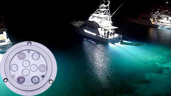 El travesaño subacuático del barco del RGB del blanco azul llevó la iluminación marina de las luces 27w para el barco